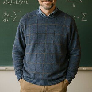 Vintage Oscar De La Renta Men's Blue Sweater Size Medium M Cotton Acrylic Blend